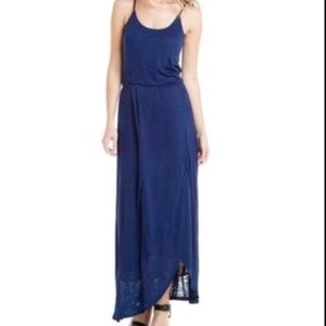 Anthropologie Navy Blue Halter Tulip Maxi Dress